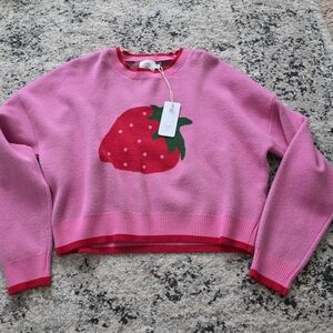 Luna Ivy Strawberry Cropped Sweater Womens XS